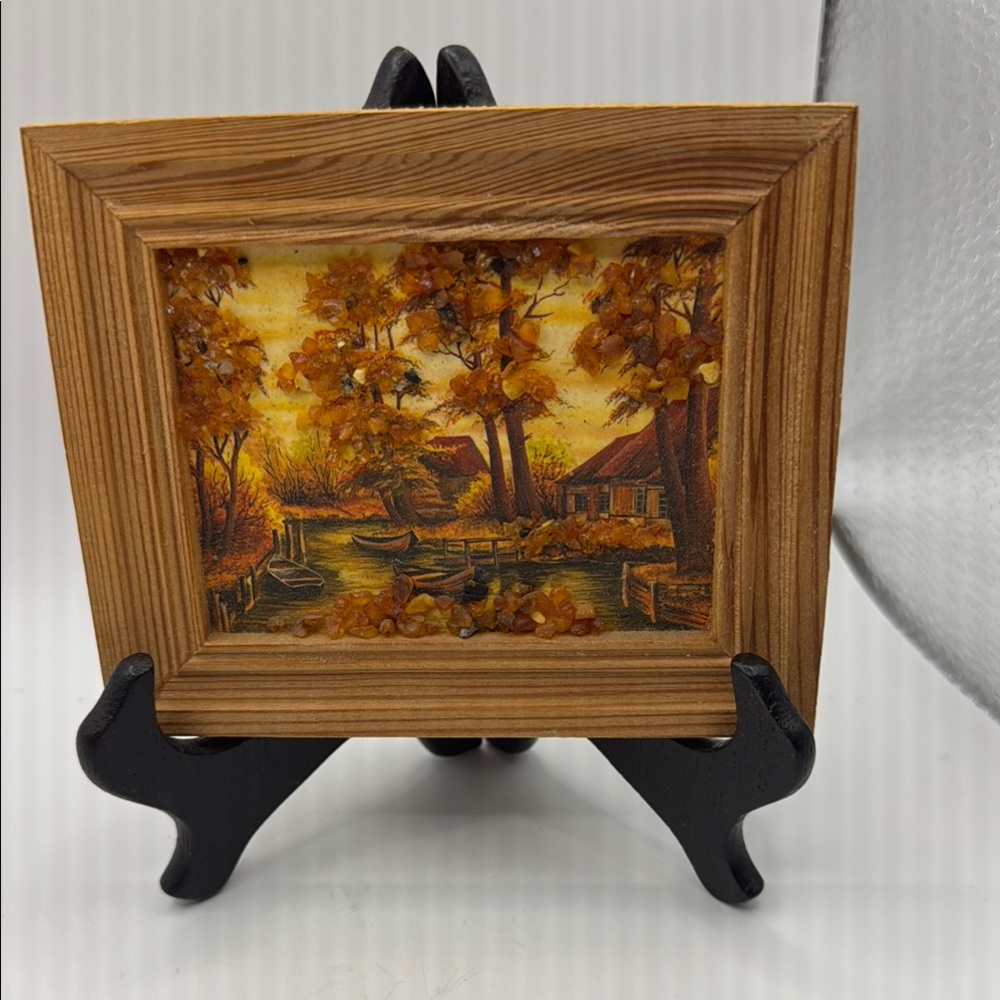 Baltic Latvian Amber Autumn Landscape Framed Art wall decor